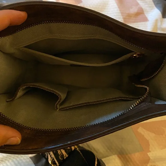 Brown Crossbody Bag with Patterned Strap - Picture 3 of 7